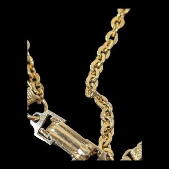 Vintage Germany Triple Strand Chain Necklace Gold Tone 53 Inch Hollywood Regency - Picture 4 of 5